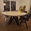 Ronde betonlook tafel met stalen poot luxe