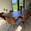 eetkamerstoelen draaibaar bull stof leder cognac kleur