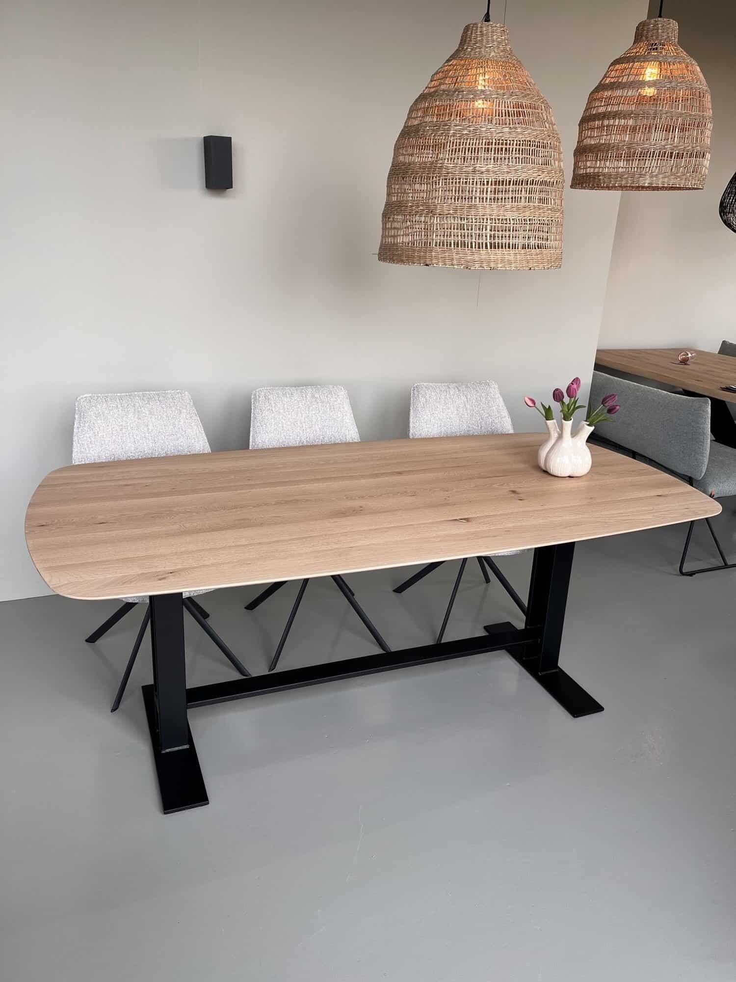 Eiken Eettafel Deens Ovaal + Dubbel T Frame