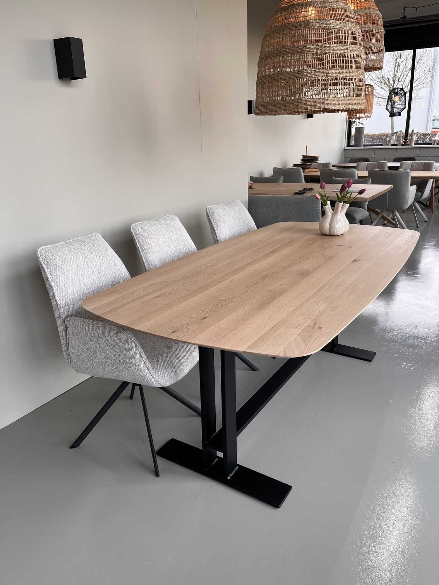 Eiken Eettafel Deens Ovaal + Dubbel T Frame