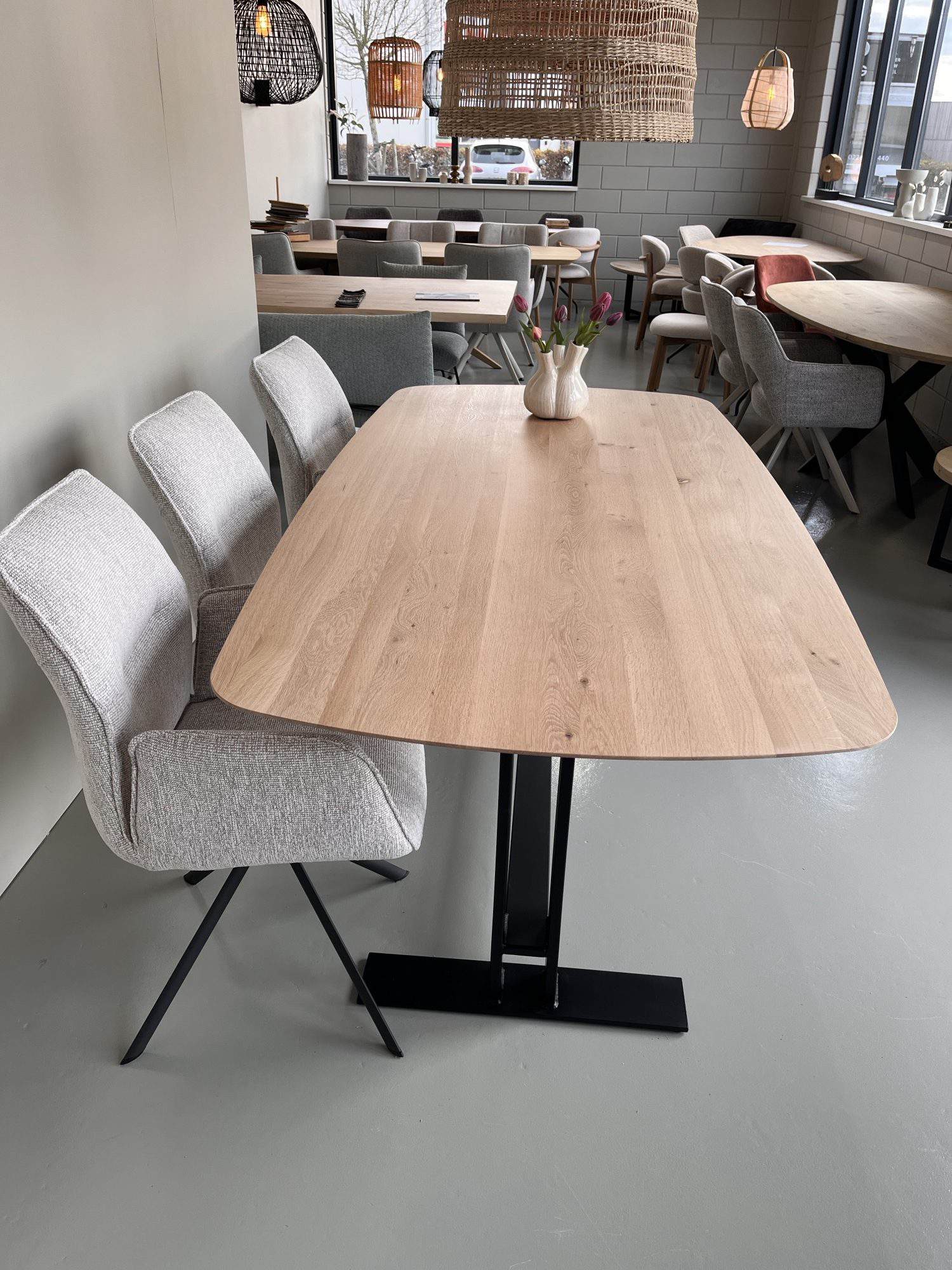 Eiken Eettafel Deens Ovaal + Dubbel T Frame