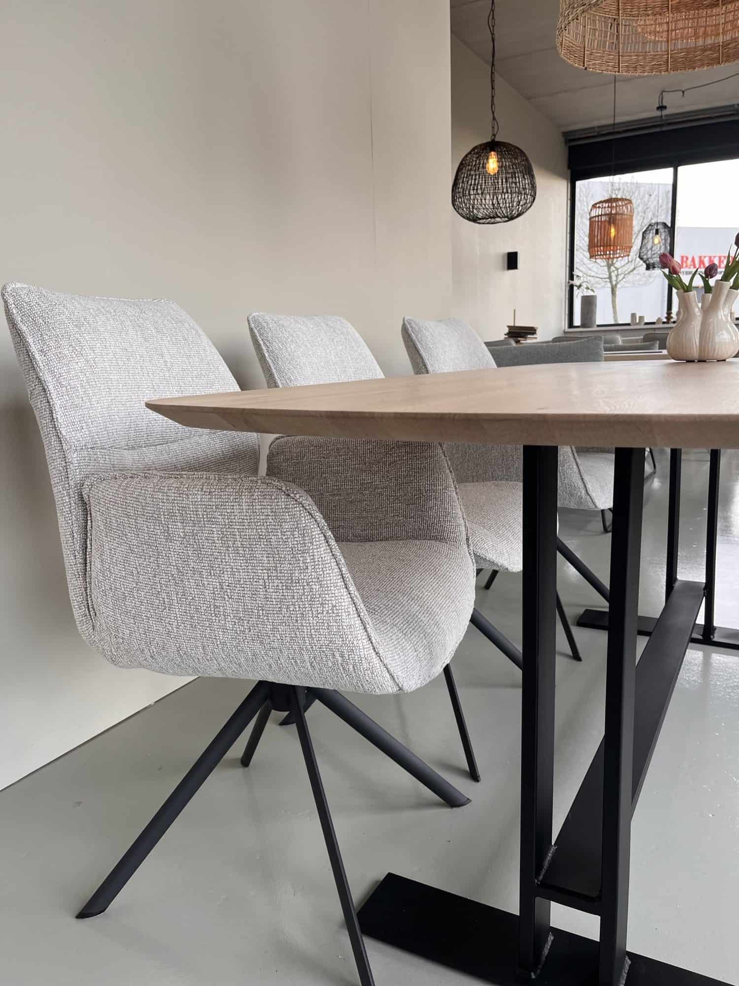 Eiken Eettafel Deens Ovaal + Dubbel T Frame