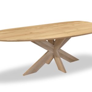 Organische eiken eettafel met eiken poot
