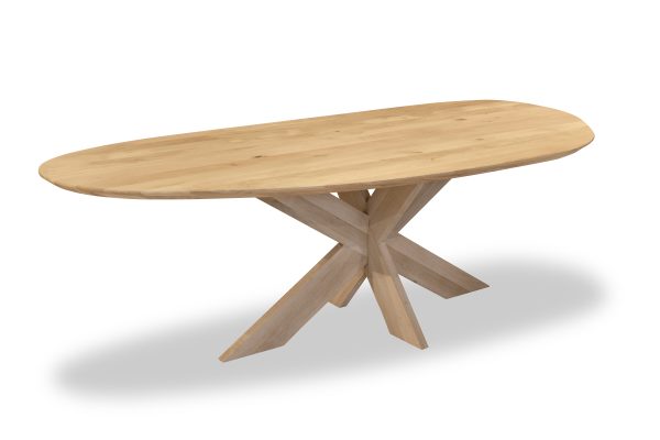Organische eiken eettafel met eiken poot