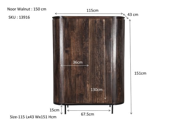 Kast Noor Walnut 150 cm