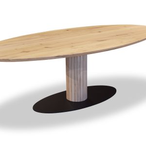 ovale eiken eettafel met eiken poot