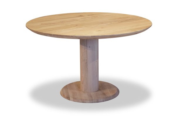 naturel eiken tafel rond met ronde poot van eiken