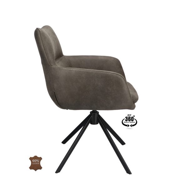Zaragoza Eetkamerstoel Draaibaar - Bull Graphite