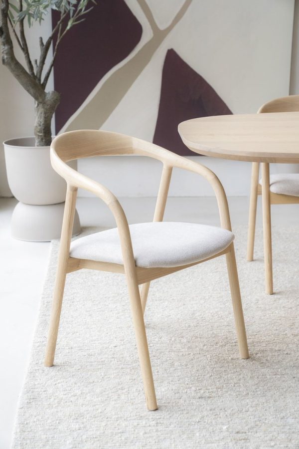 houten eetkamerstoel essenhout en stof