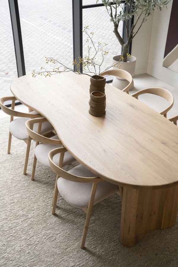 houten eetkamerstoel essenhout en stof