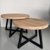 eiken salontafels industrieel onderstel