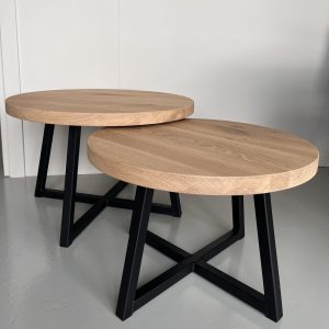 eiken salontafels industrieel onderstel