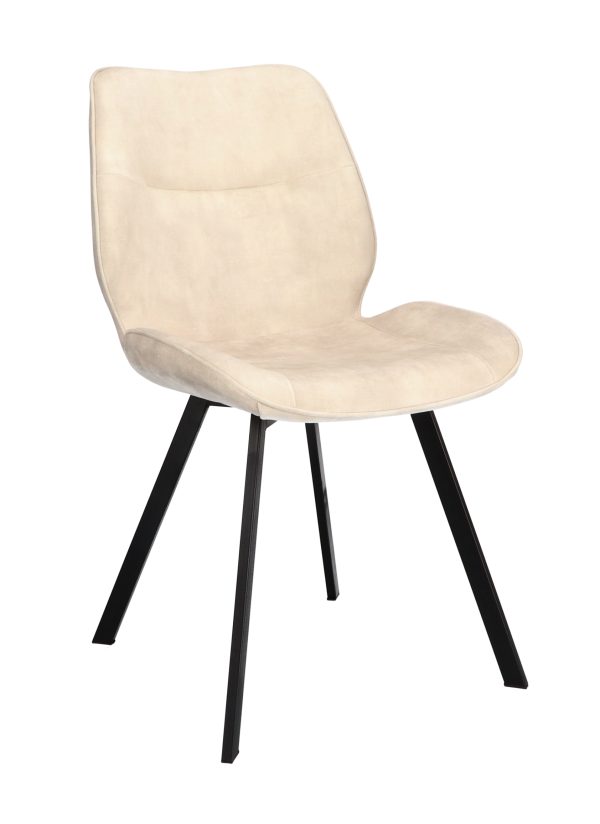 velvet stof eetkamerstoel off white