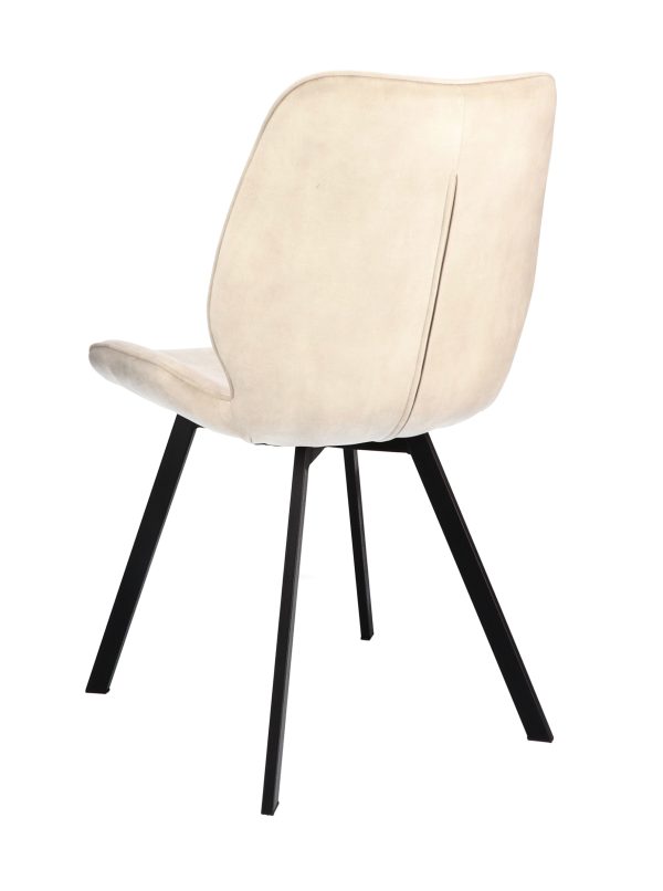 velvet stof eetkamerstoel off white