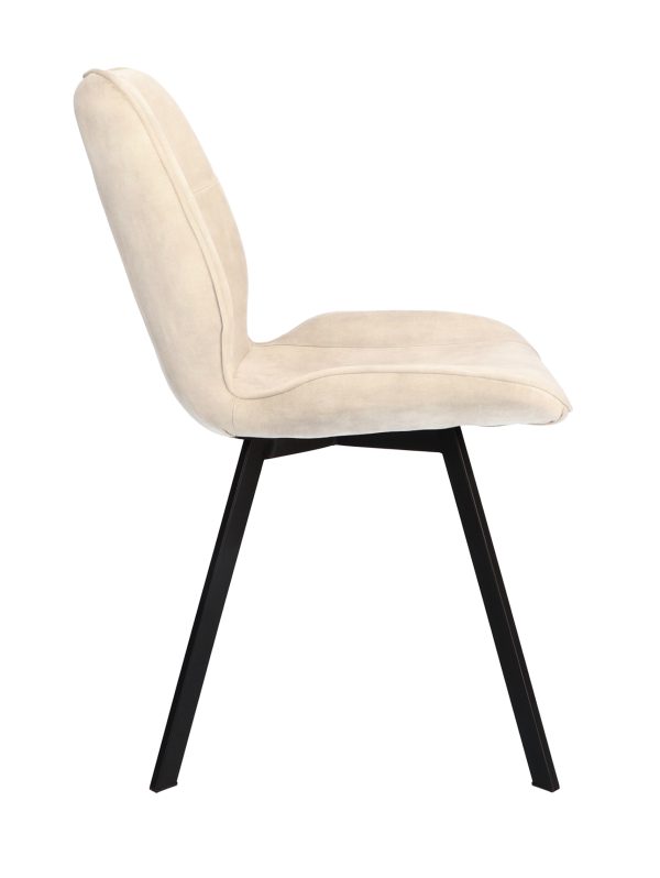 velvet stof eetkamerstoel off white
