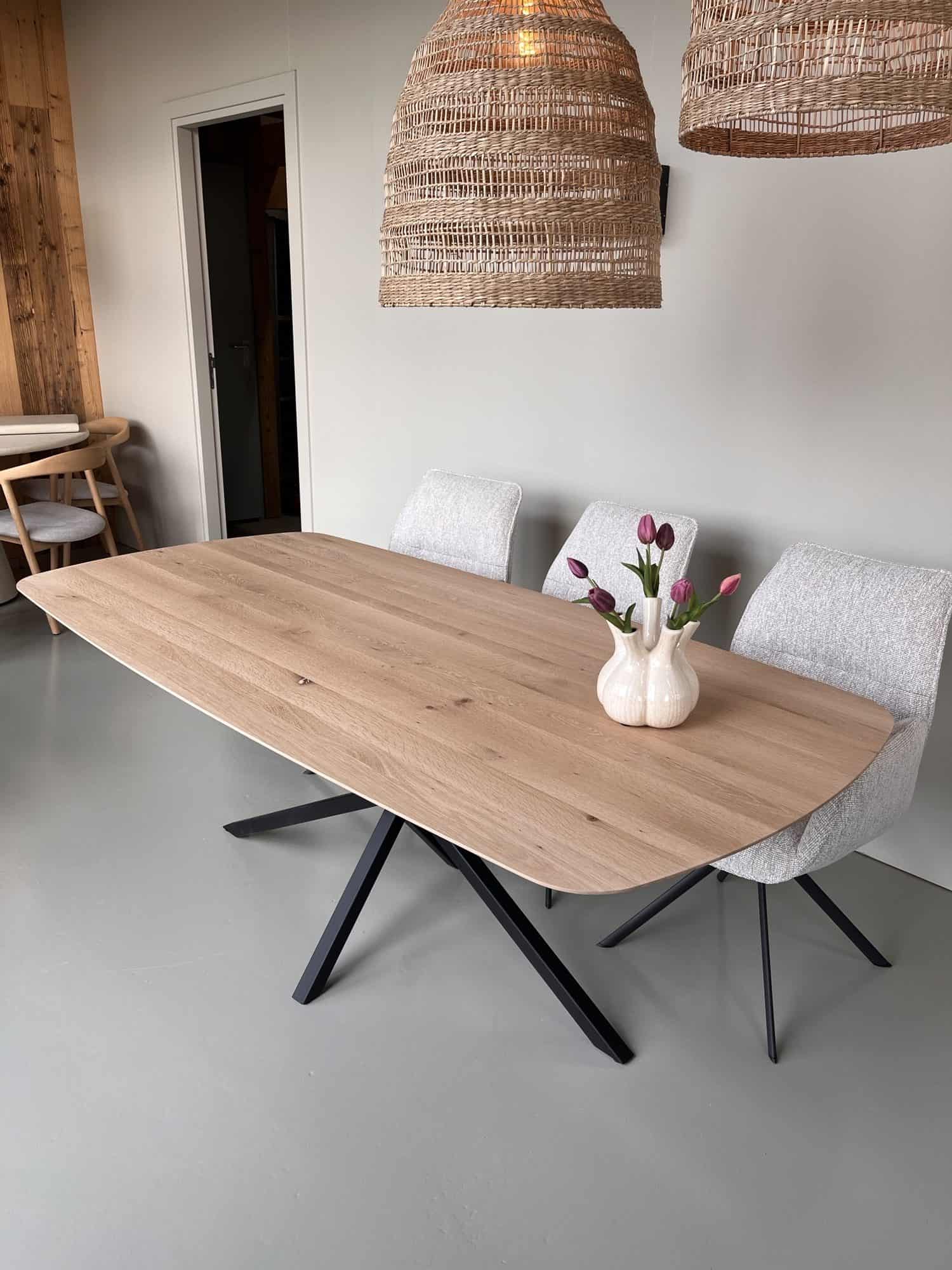 eiken eettafel met mikado poot small